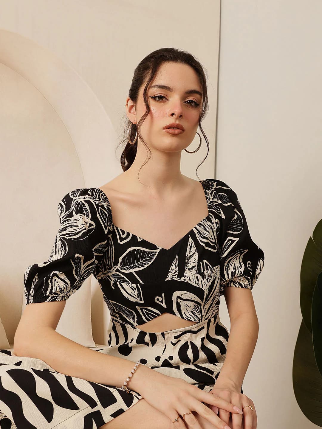 Women's Black Casual Printed Sweetheart Neck Maxi Length Jumpsuit
