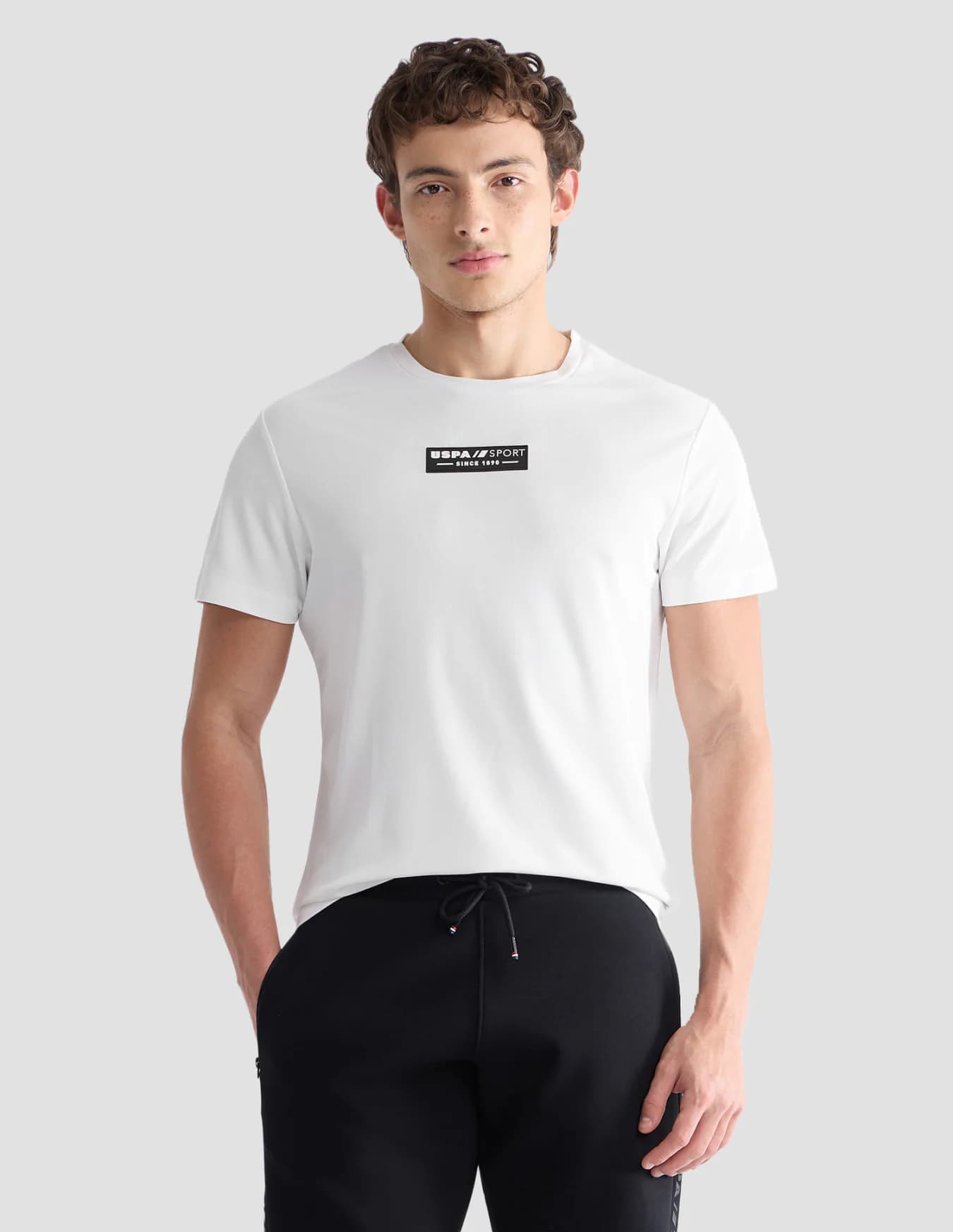 Men's White Sports Slim Fit Half Sleeves Tshirt