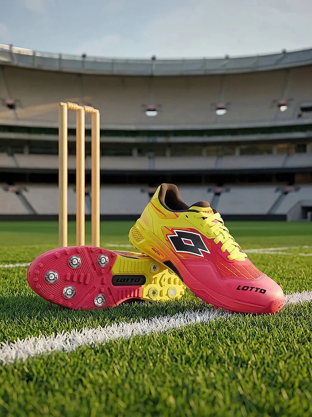Men's Multicolor Sports Mesh Metal Cleats Cricket Shoes