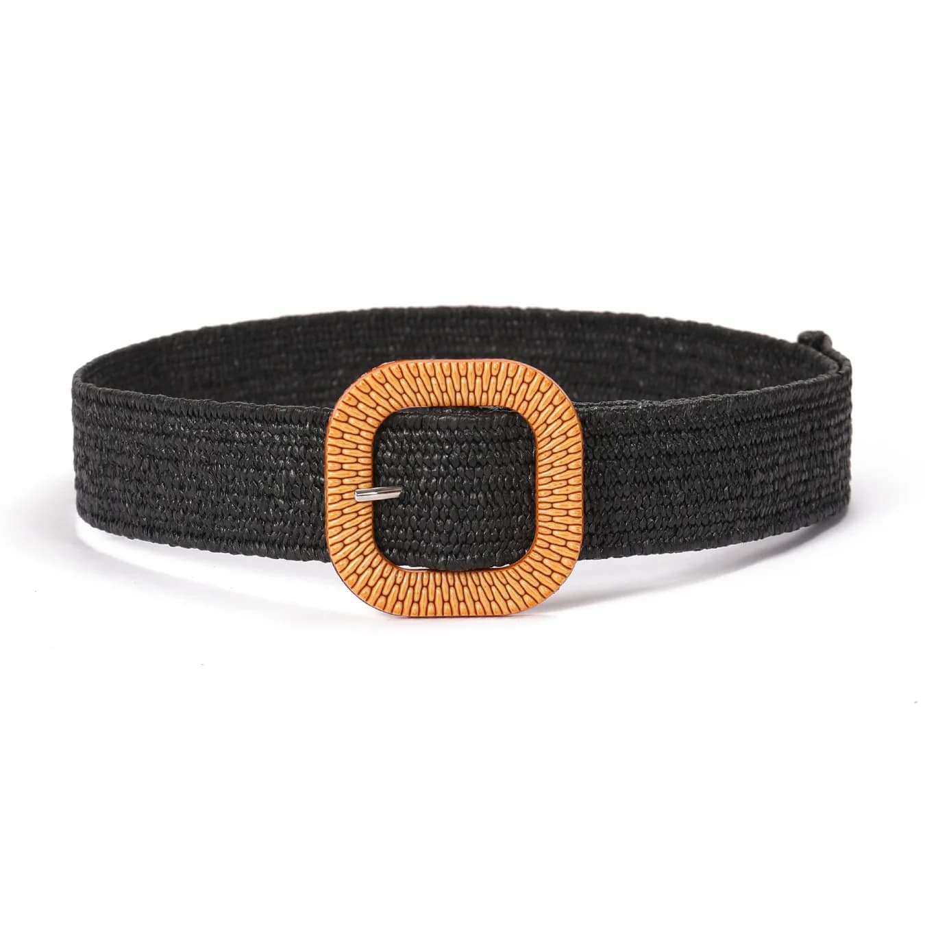 Women's Black Truffle Drizzle Woven Straw Belt