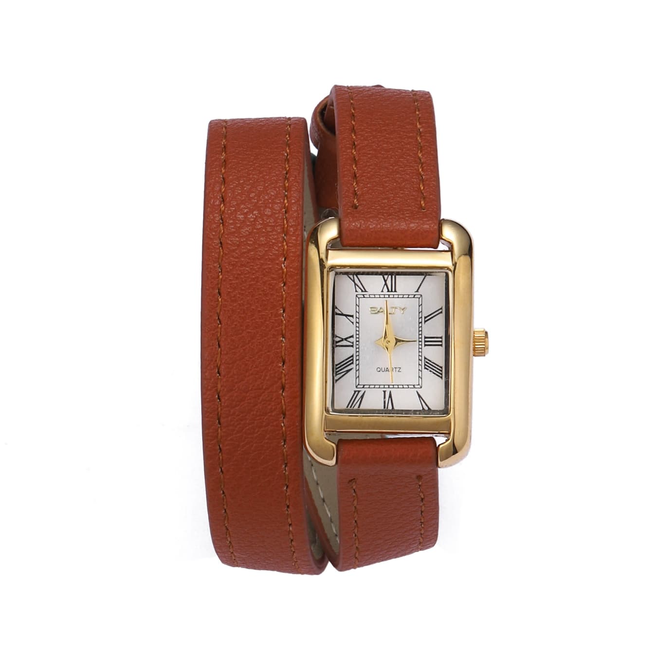 Women's White Rectangular Leather Quartz Analog Watch
