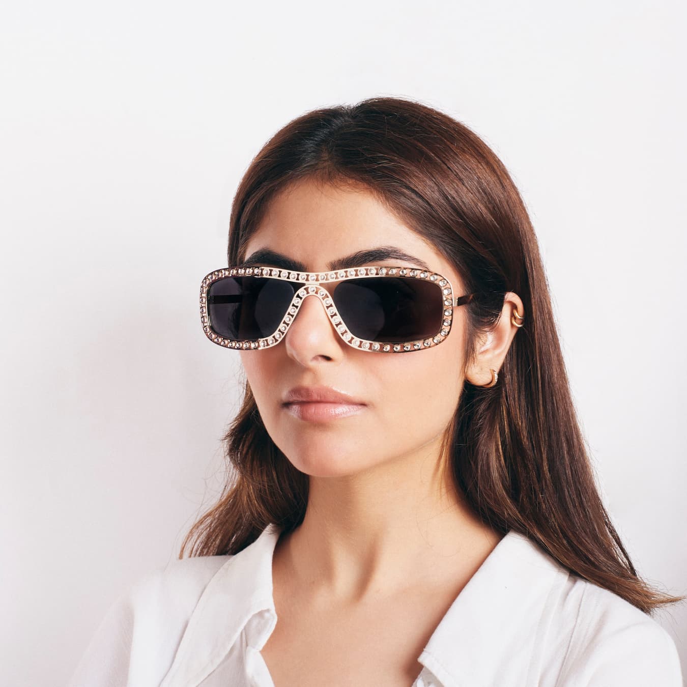 Women's Black Smart Casual Astro Glam Bling Party Shades Sunglasses