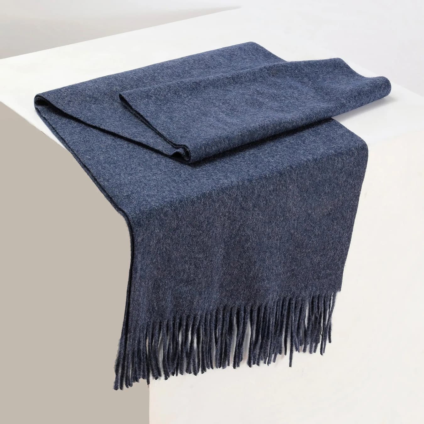 Women's Blue Casual Minimal Solid Fringe Scarf