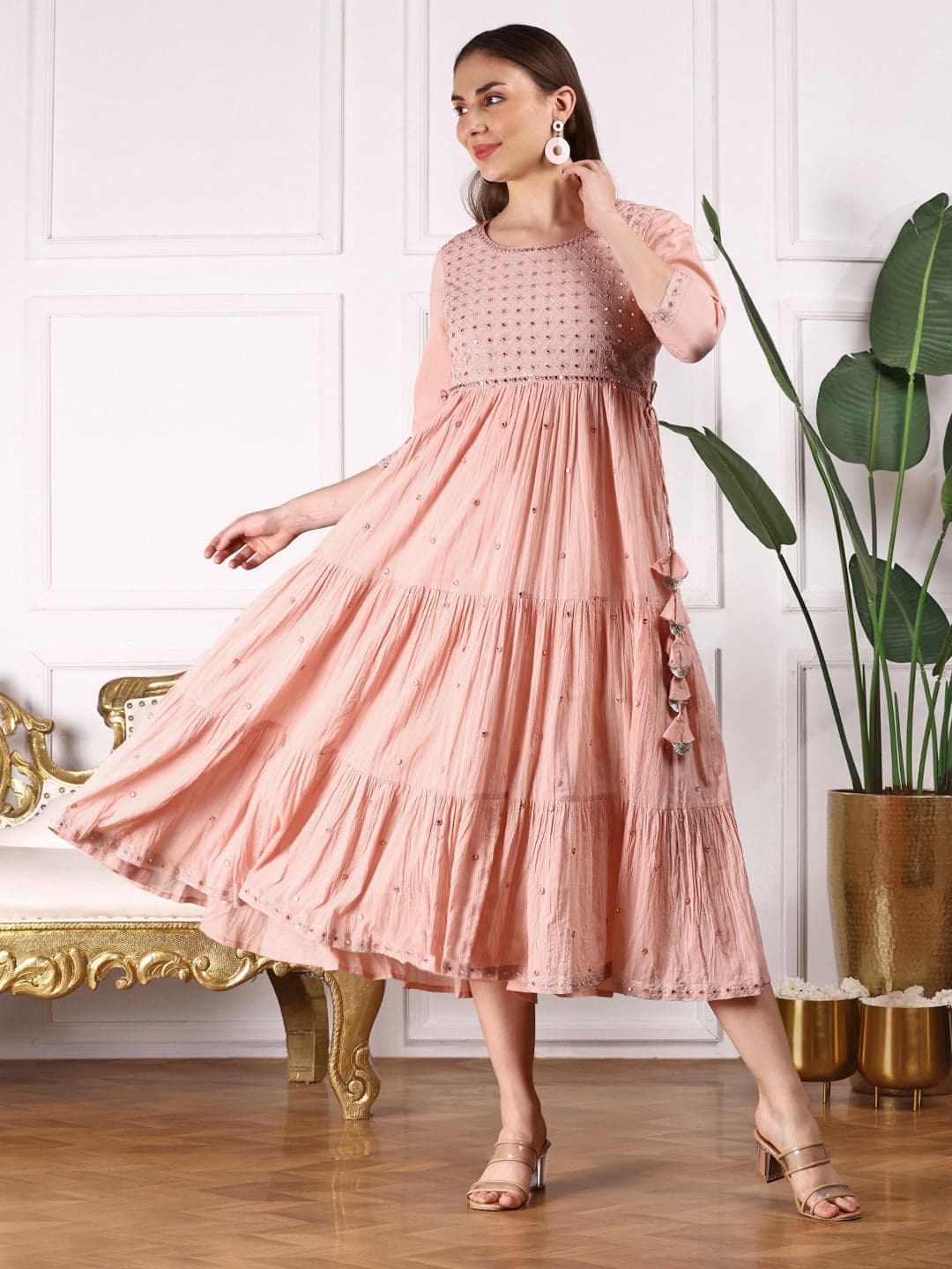 Women's Pink Casual Ethnic Dress