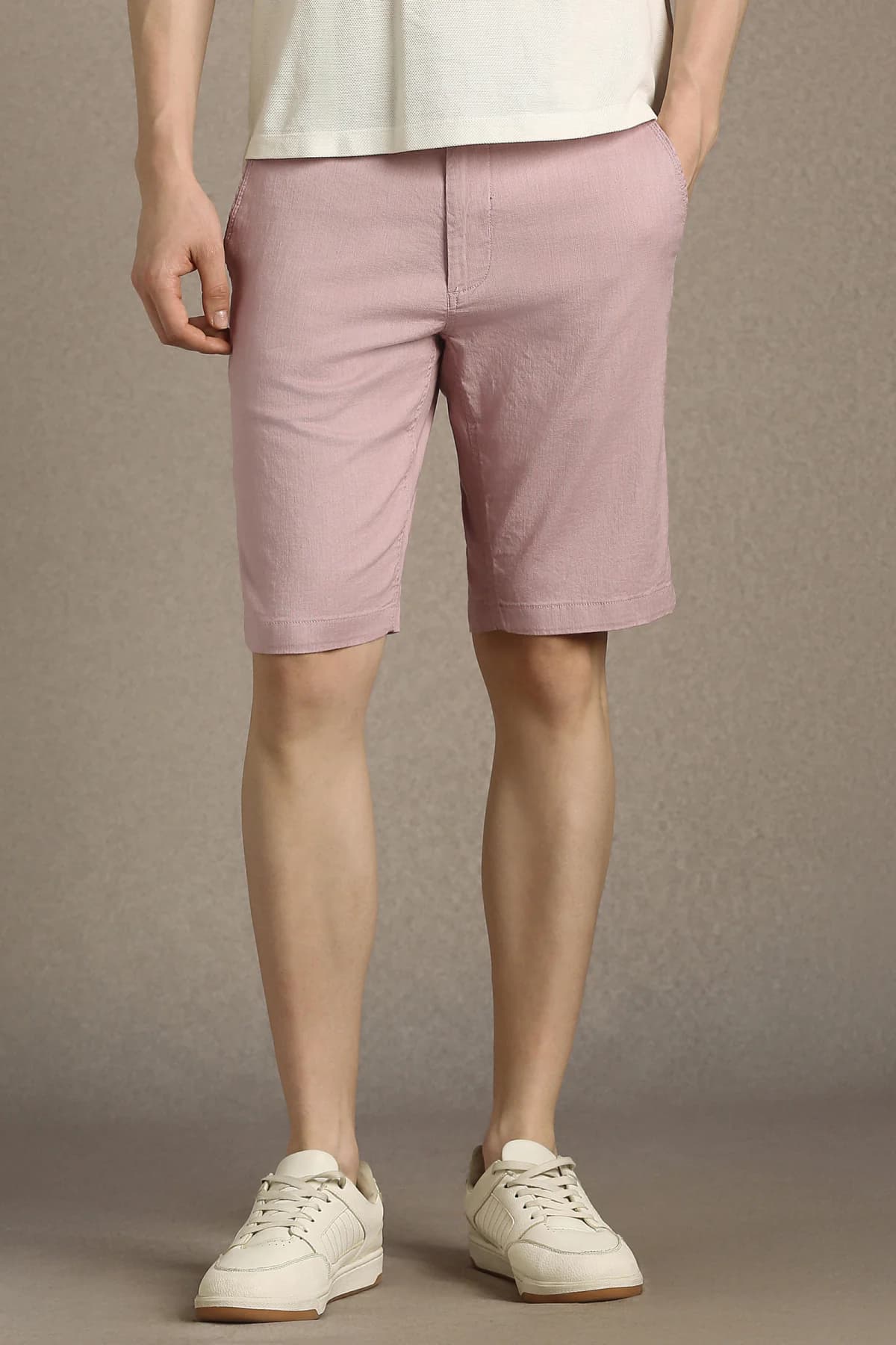 Men's Pink Casual Slim Fit Mid Rise Shorts