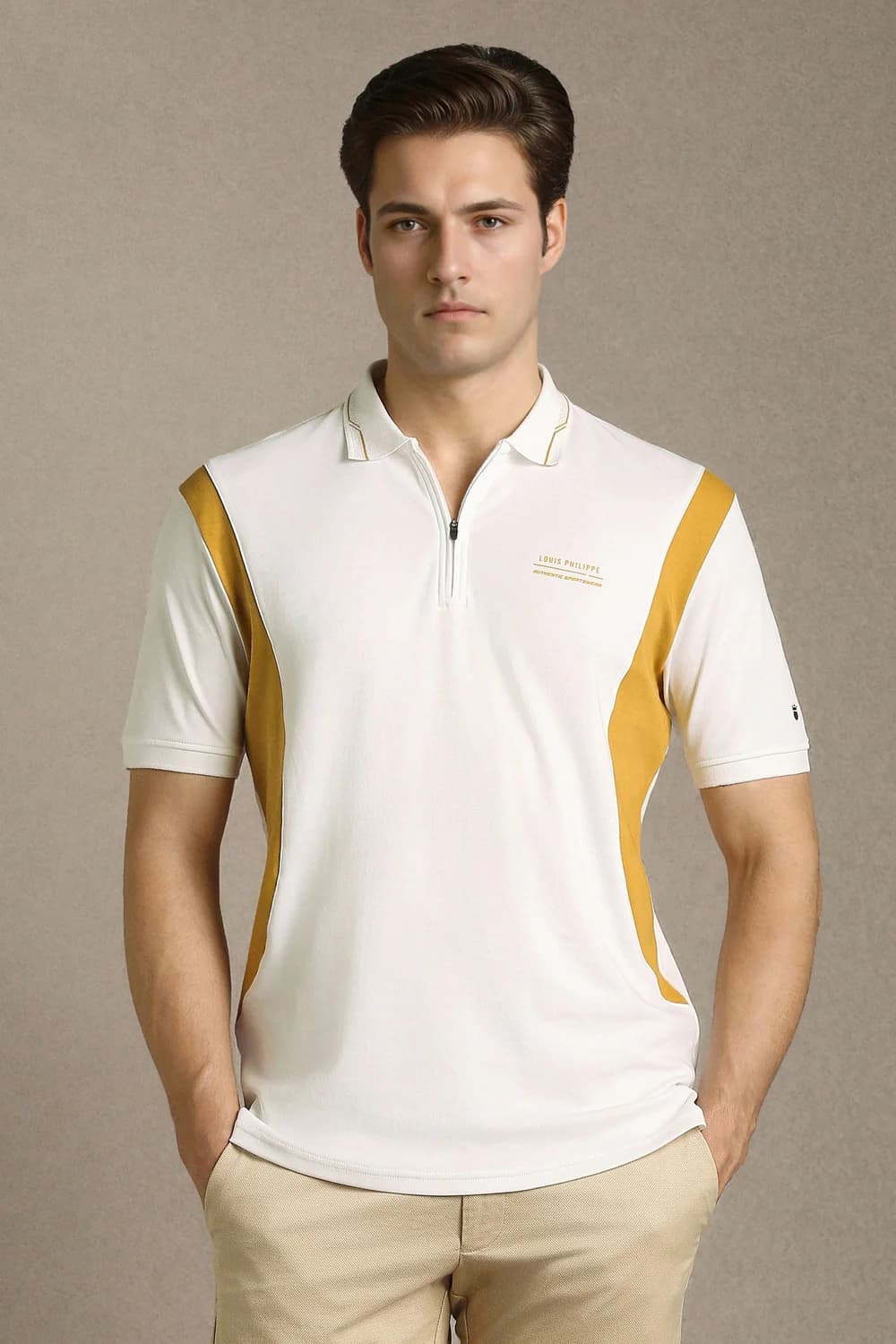 Men's White Casual Slim Fit Half Sleeves Polo Tshirt