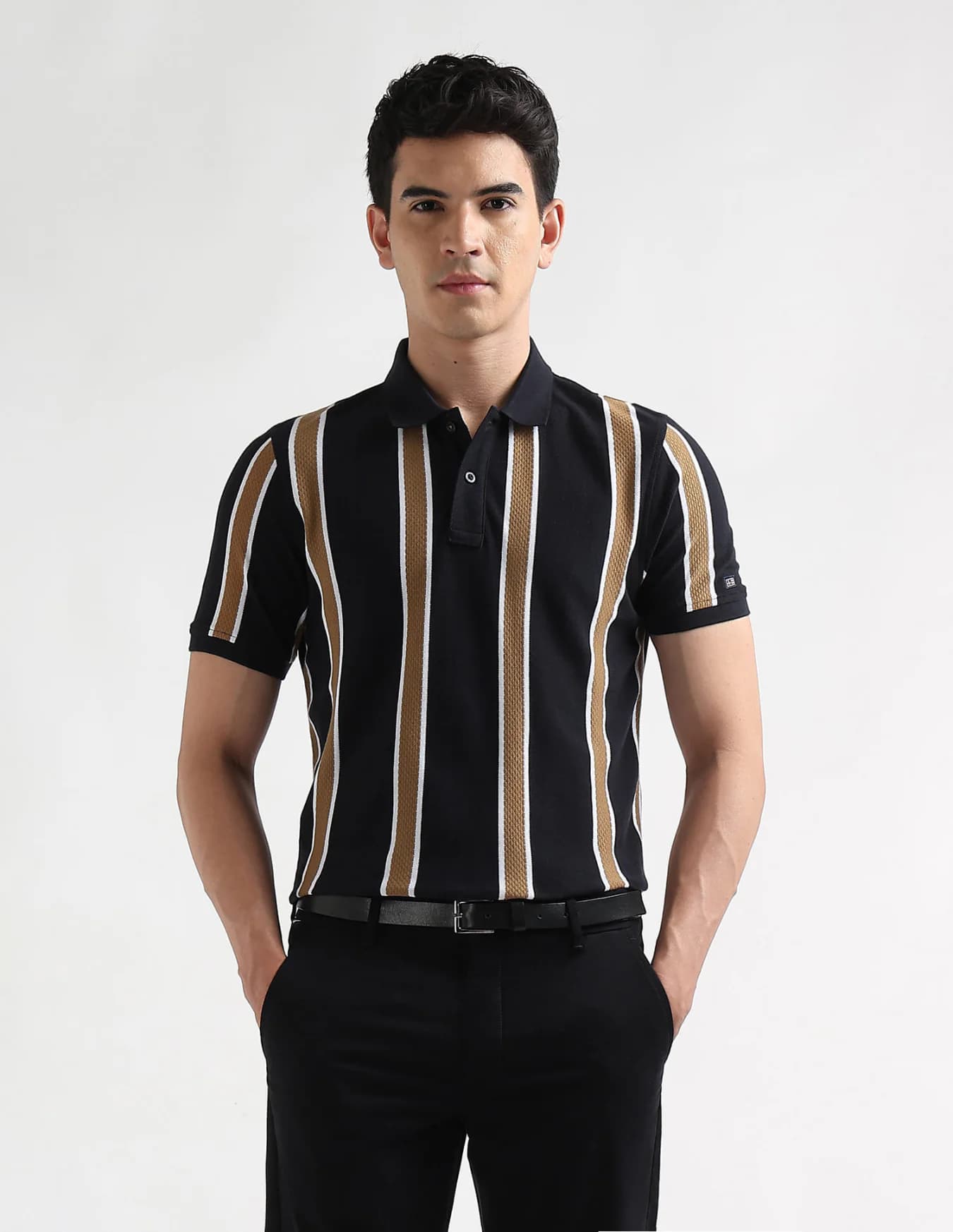 Men's Navy Casual Half Sleeves Regular Fit Polo Tshirt