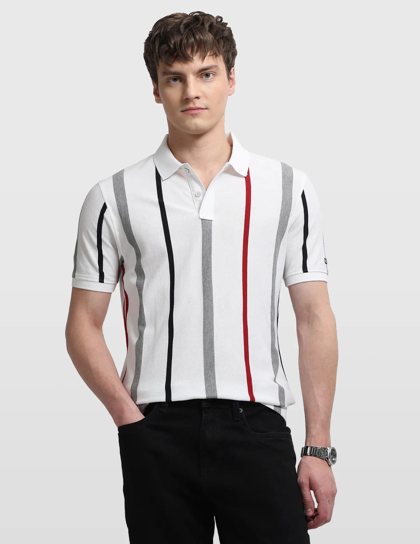 Men's White Casual Half Sleeves Regular Fit Polo Tshirt