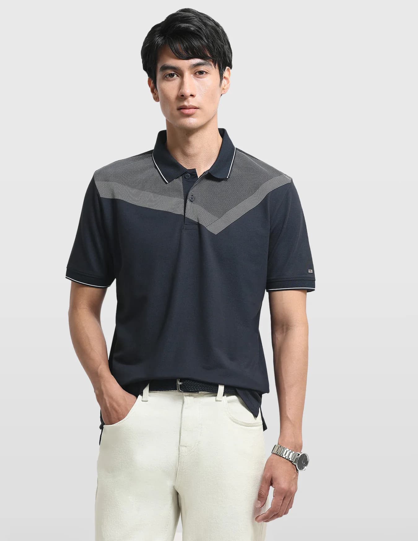 Men's Navy Casual Half Sleeves Regular Fit Tshirt
