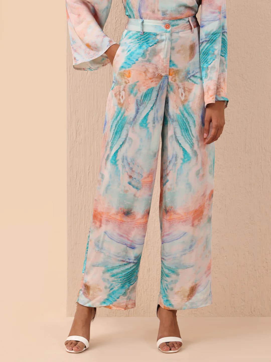 Women's Multicolor Casual Straight Fit High Rise Printed Trouser