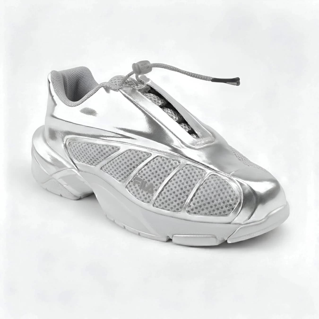 Women's Silver Casual Round Toe Toggle Sneakers