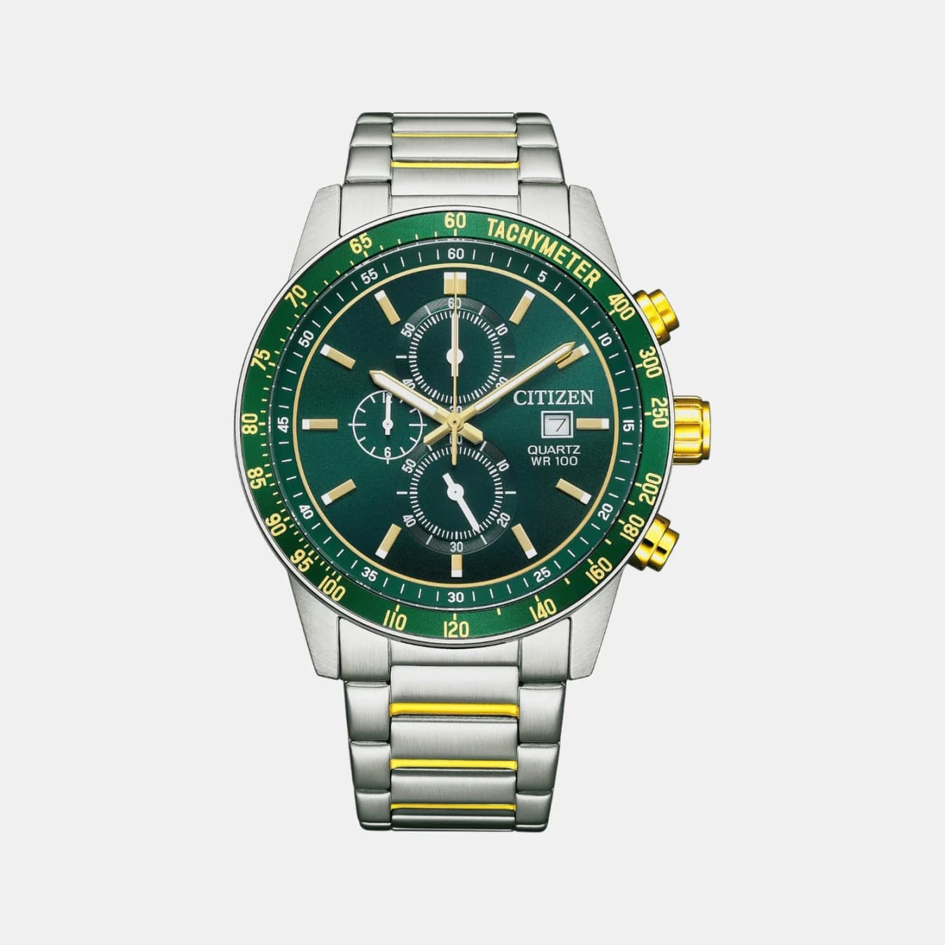 Men's Quartz Green Dial Chronograph Stainless Steel Watch AN3689-55X