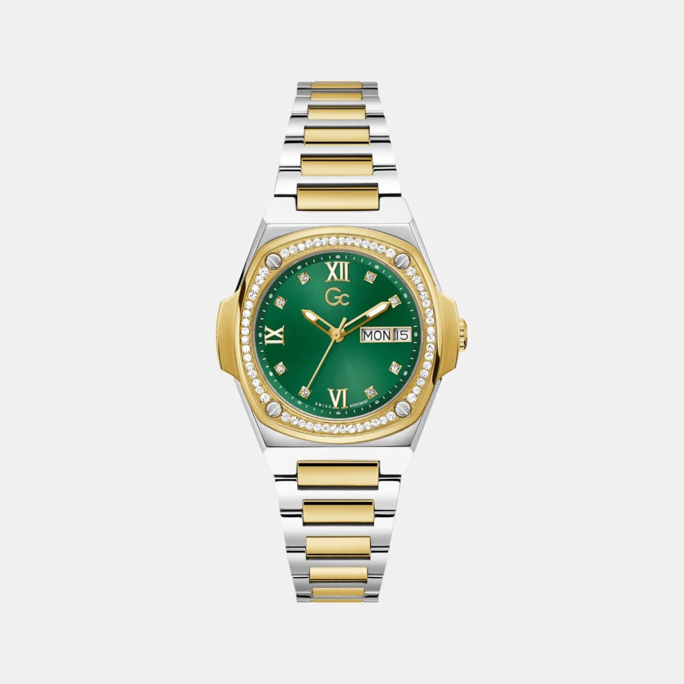 Coussin Shape Women's Quartz Green Dial Analog Stainless Steel Watch Y98010L9MF