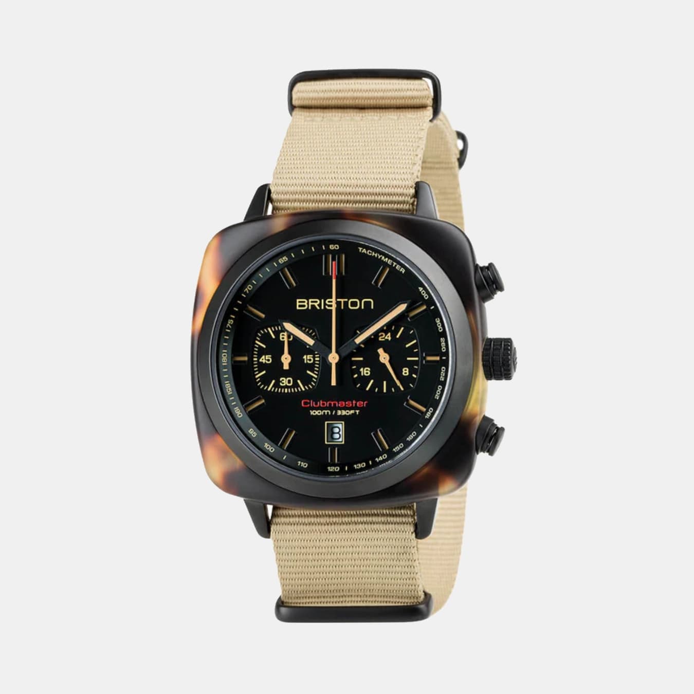 Clubmaster Sport Men's Quartz Matt Black Dial Chronograph NATO Watch 18142.PBAM.TSS.5.NK