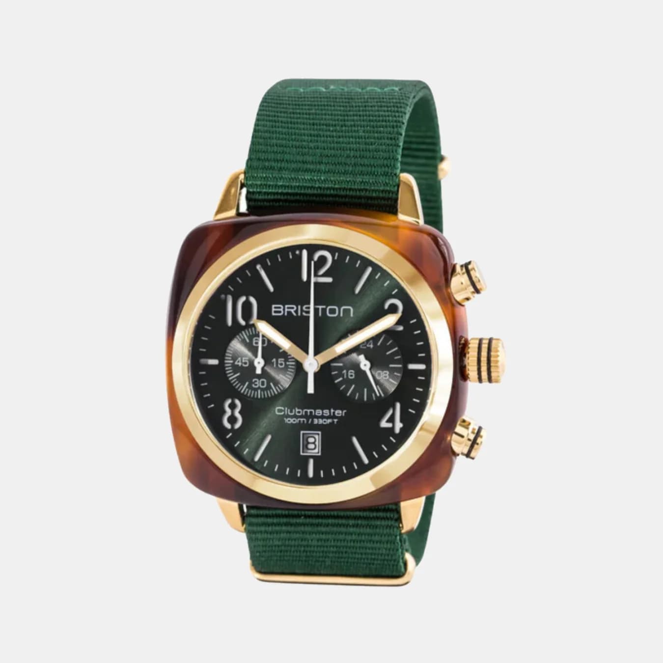 Clubmaster Classic Men's Quartz Green Dial Chronograph NATO Watch 15140.PYA.T.10.NBG