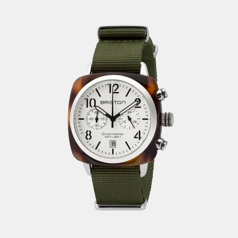 Clubmaster Classic Men's Quartz White Dial Chronograph NATO Watch 16140.SA.T.2.NGA