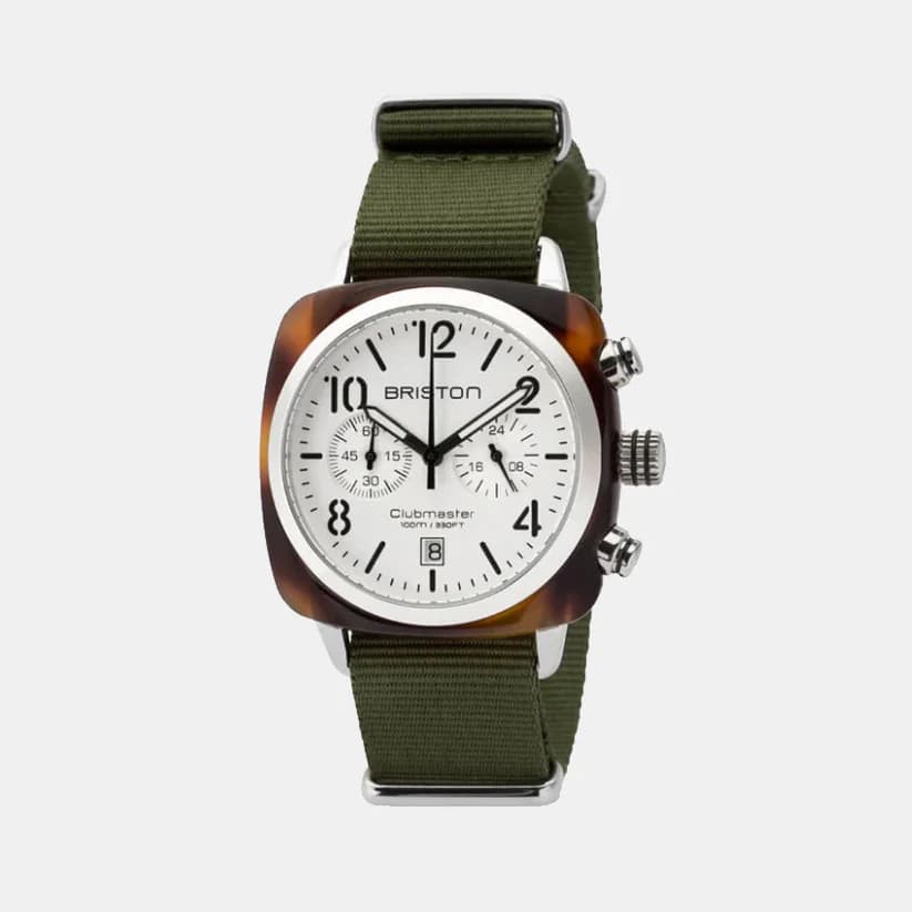 Clubmaster Classic Men's Quartz White Dial Chronograph NATO Watch 16140.SA.T.2.NGA