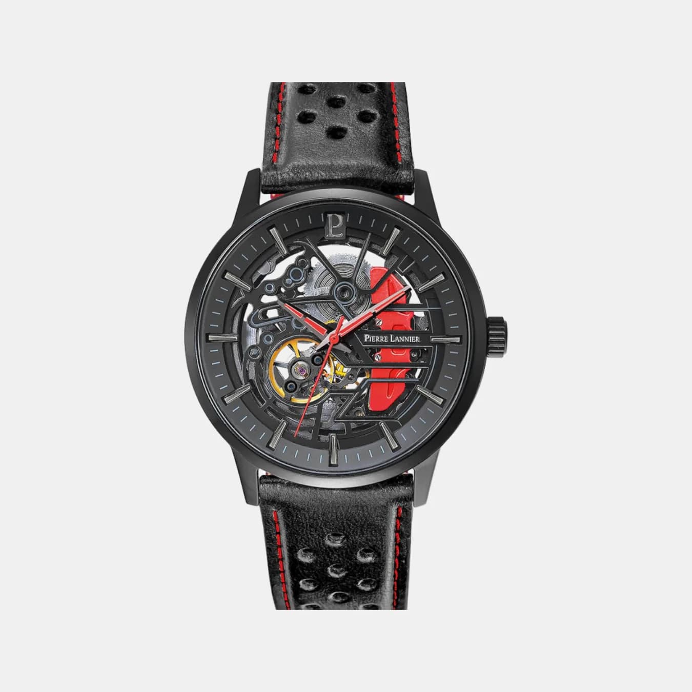 Paddock Men's Automatic Black Dial Analog Leather Watch 338A433
