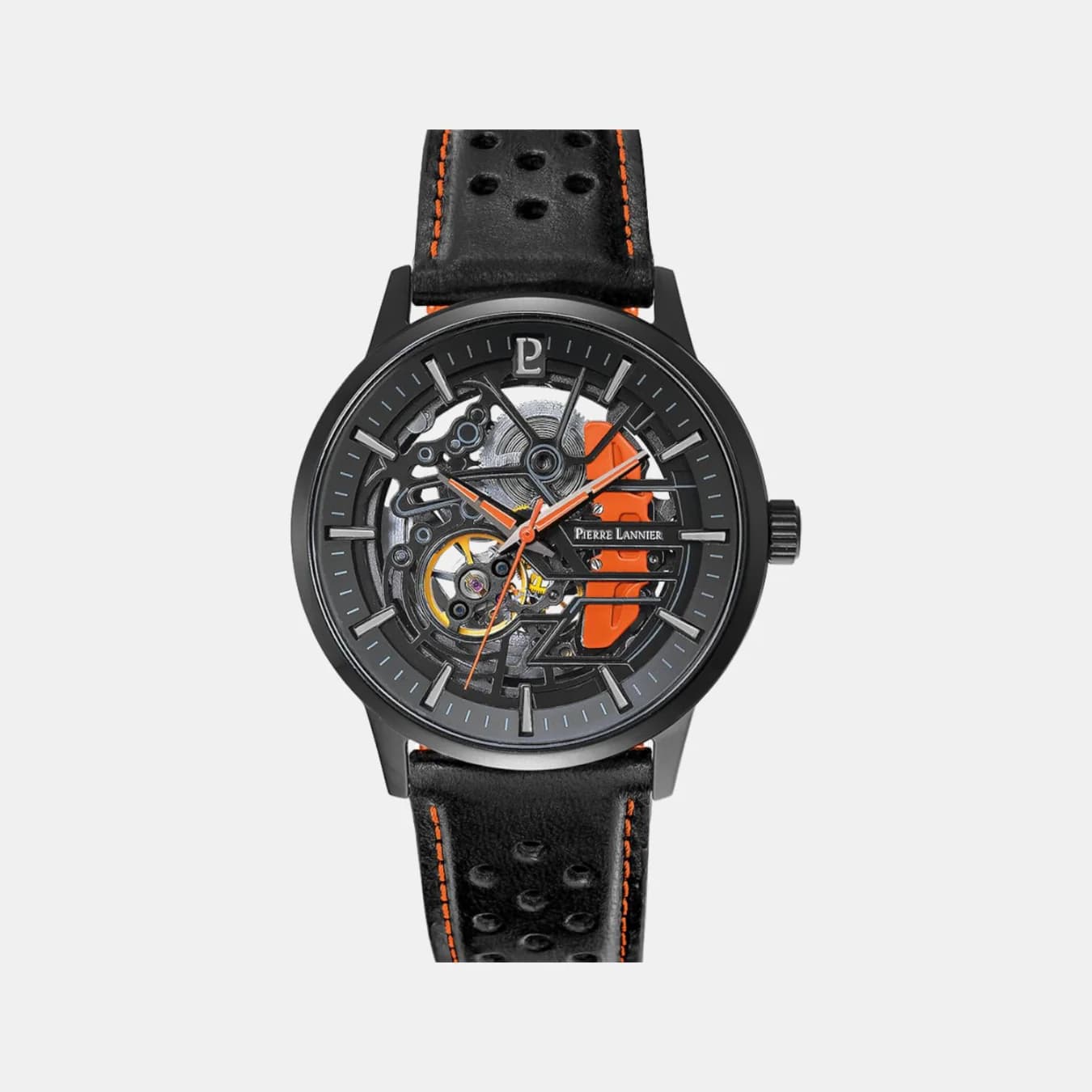 Paddock Men's Automatic Black Dial Analog Leather Watch 341A455