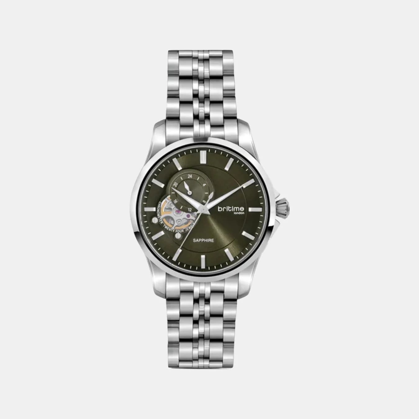 Men's Automatic Green Dial Analog Metal Watch 166-M11801
