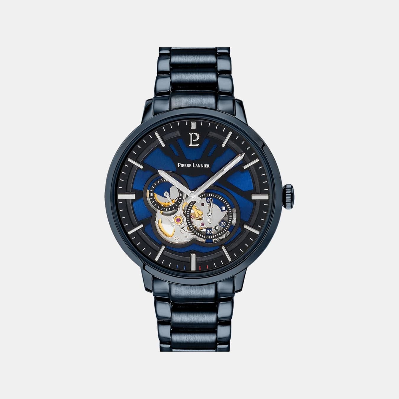 Trio Men's Automatic Blue Dial Analog Stainless Steel Watch 333D469