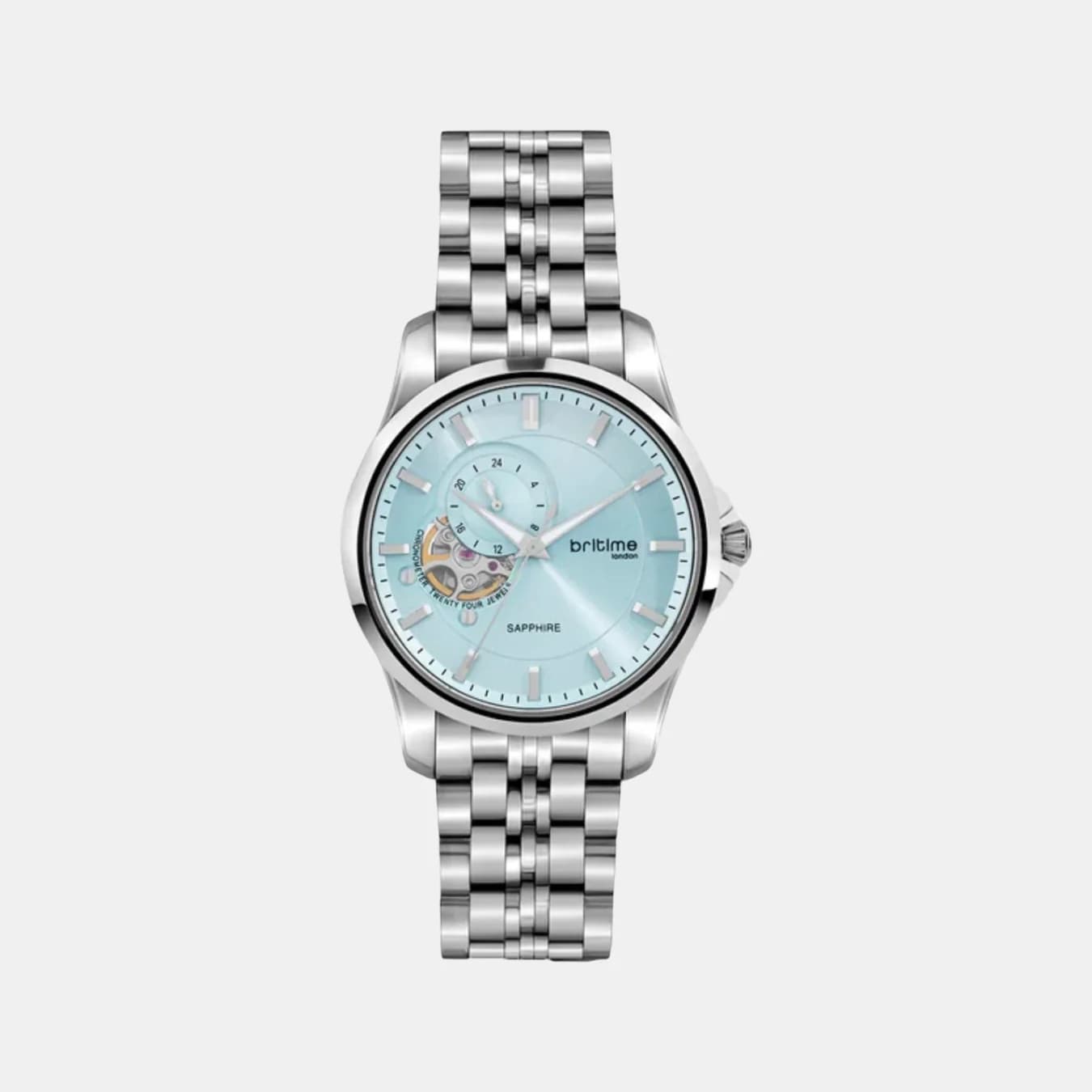 Men's Automatic Sea Blue Dial Analog Metal Watch 166-M11701