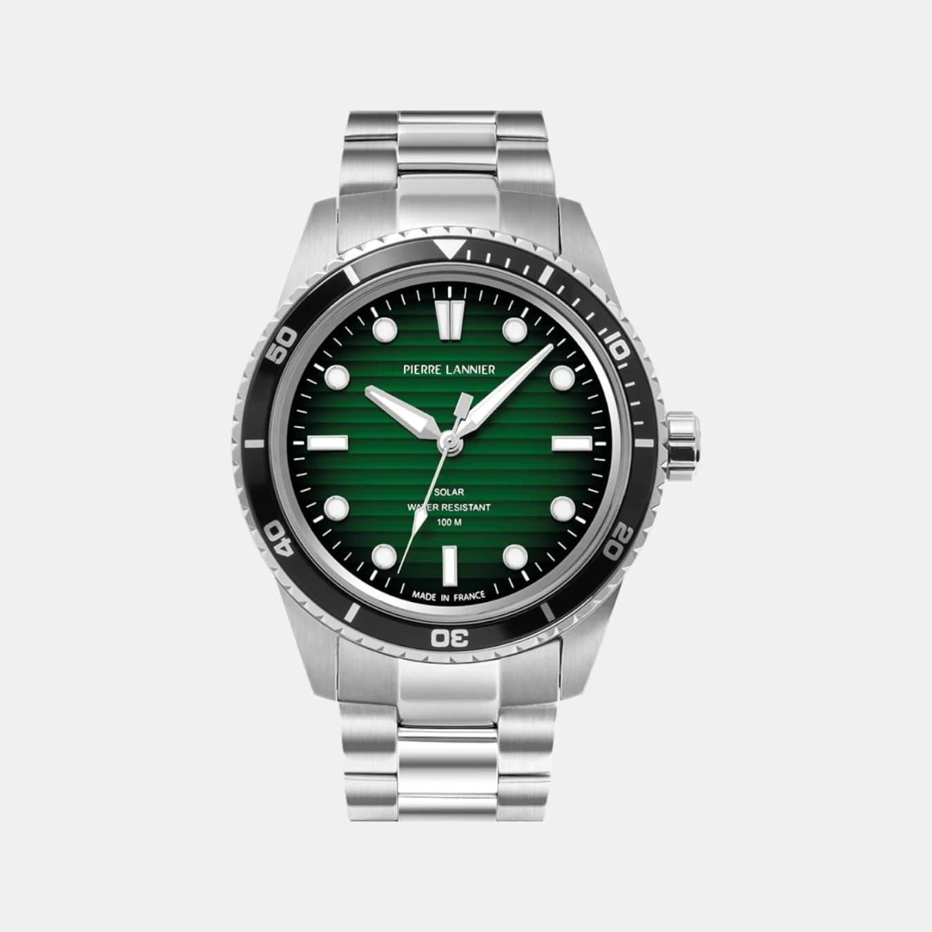 Inti Men's Solar Green Dial Analog Stainless Steel Watch 244H171