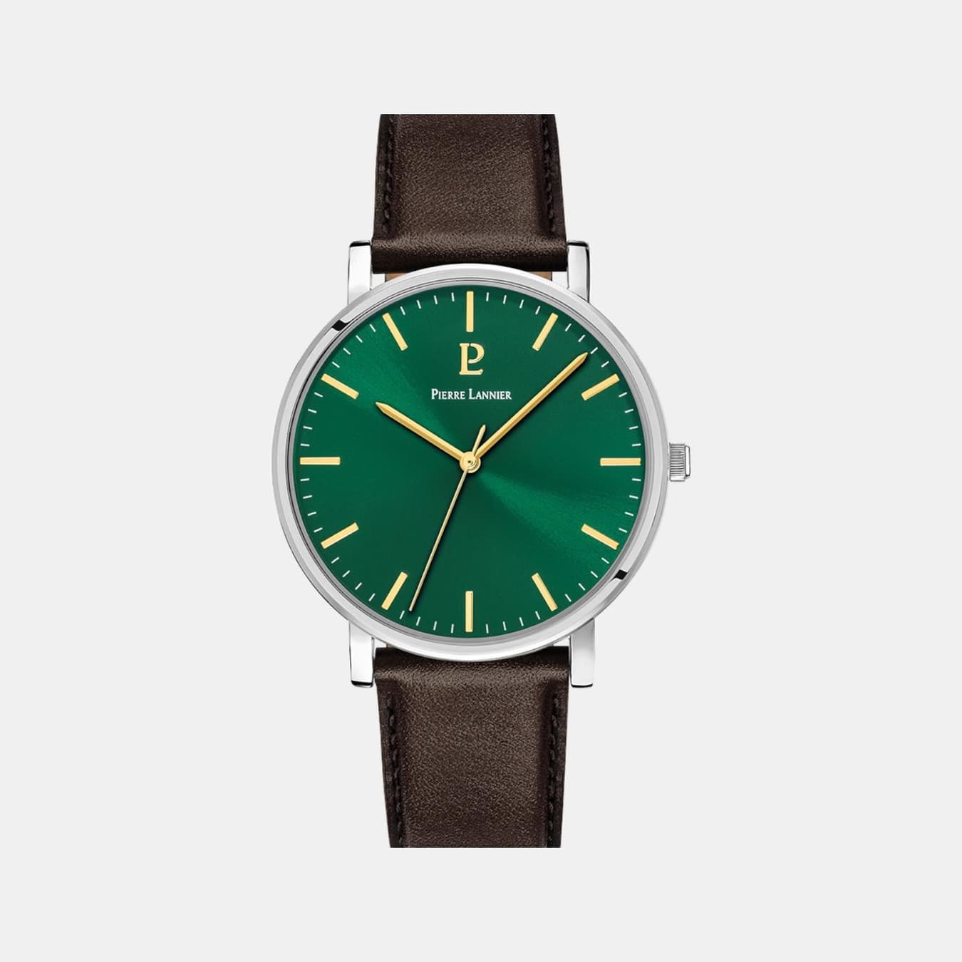 Essential Men's Quartz Green Dial Analog Leather Watch 217G174