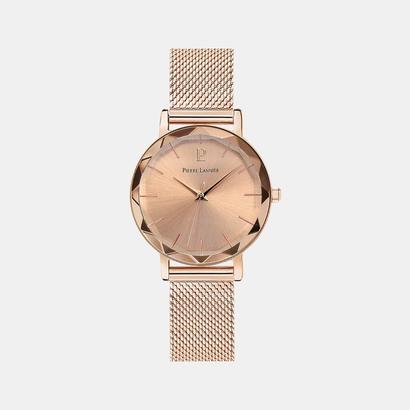 Multiples Women's Quartz Rose Gold Dial Analog Mesh Watch 010P958