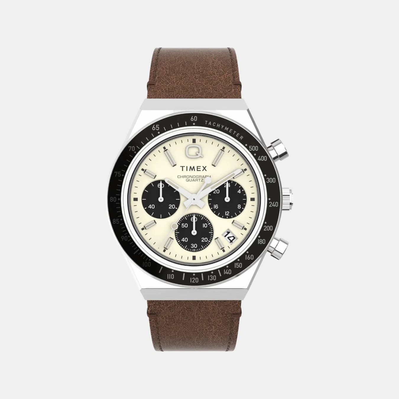 Men's Quartz Cream Dial Analog Leather Watch TW2V42800U9