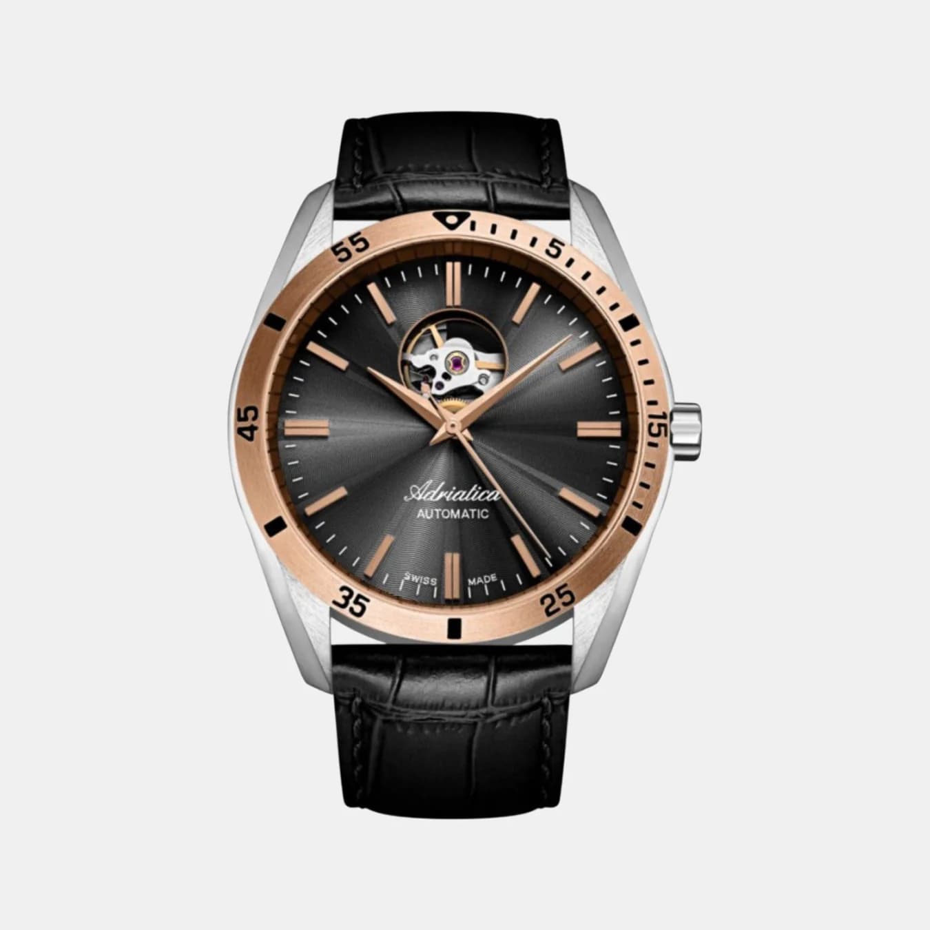 Men's Automatic Black Dial Analog Leather Watch A8202.R216AO
