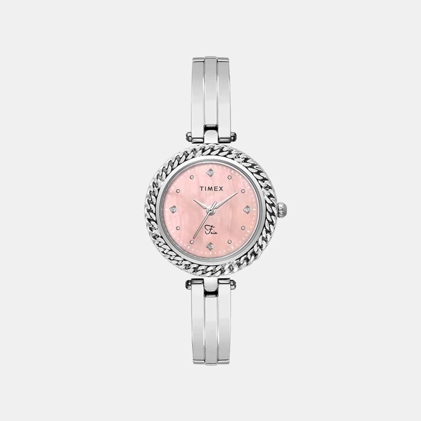 Fria Women's Quartz Pink Dial Analog Brass Watch TWEL24100