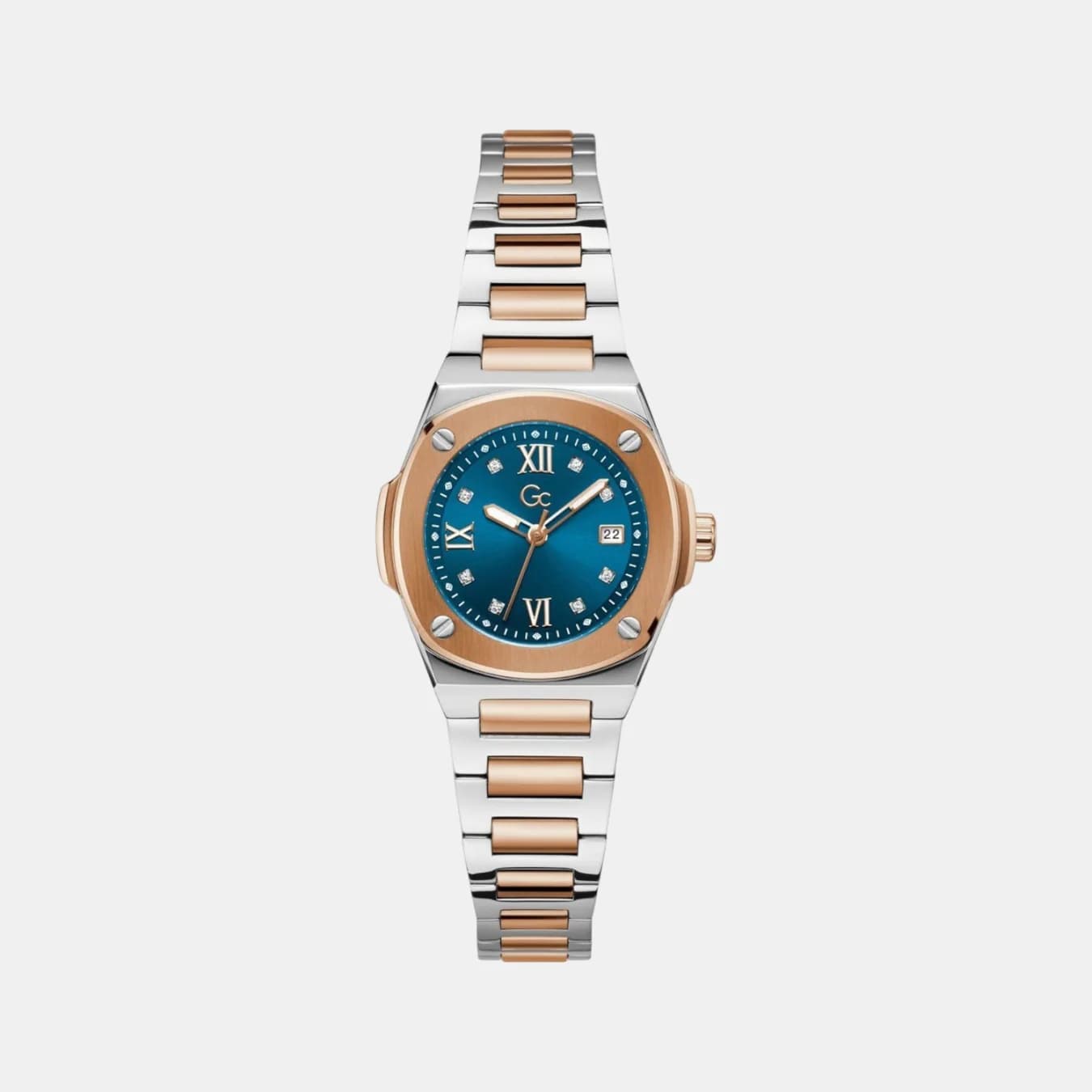 Gc Coussin Shape Mini Women's Quartz Blue Dial Analog Stainless Steel Watch Z12011L7