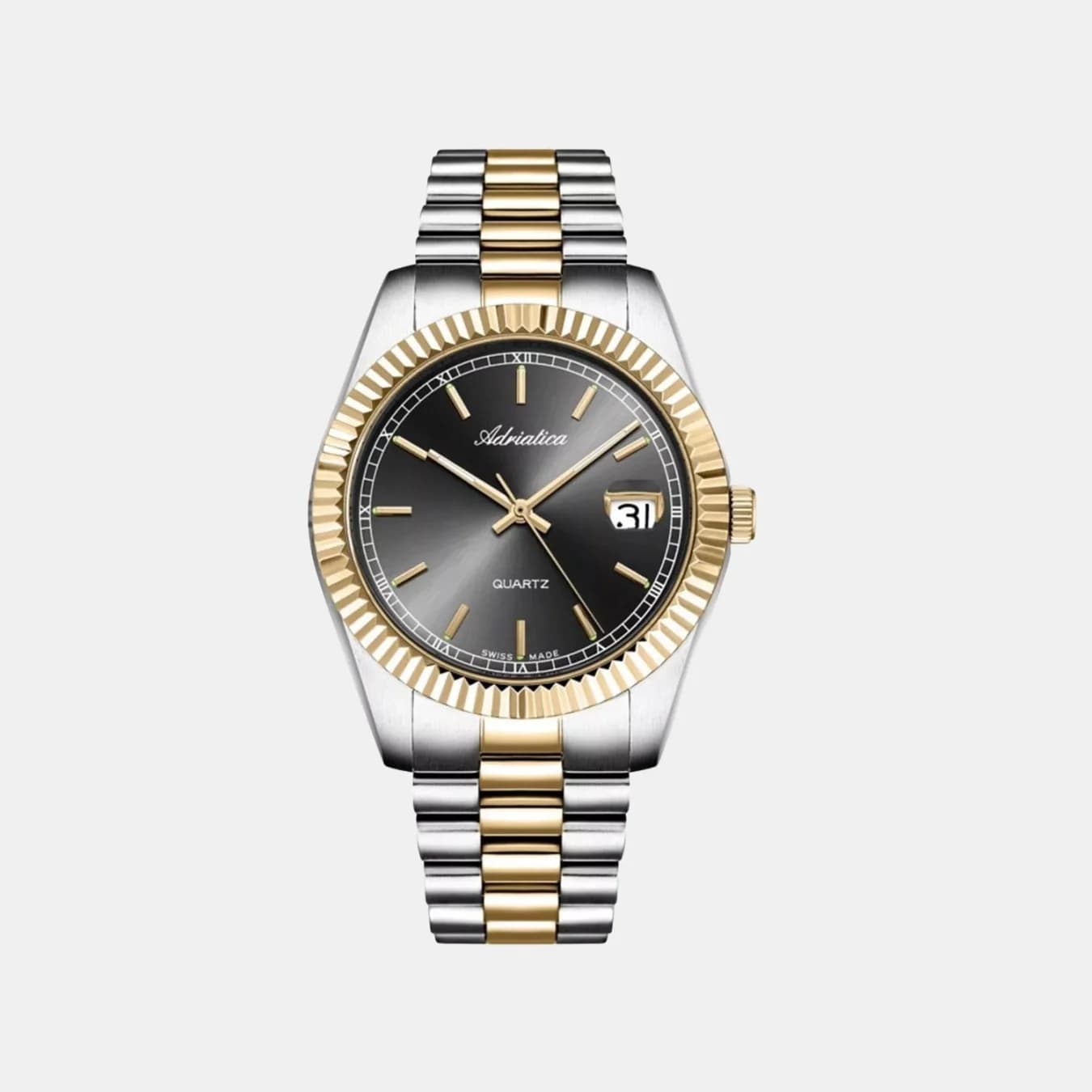 Men's Quartz Gun Dial Analog Stainless Steel Watch A1090.2116Q