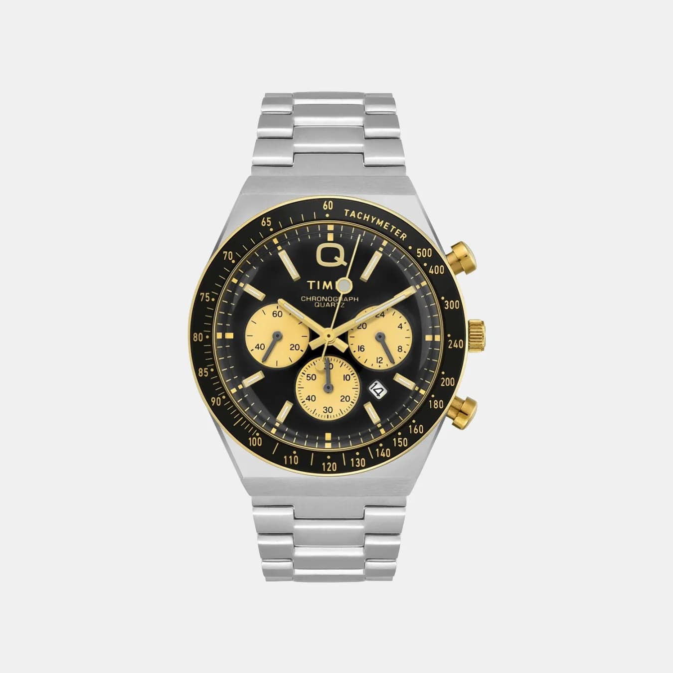 Q Timex Diver Men's Quartz Black Dial Chronograph Stainless Steel Watch TWEG26404