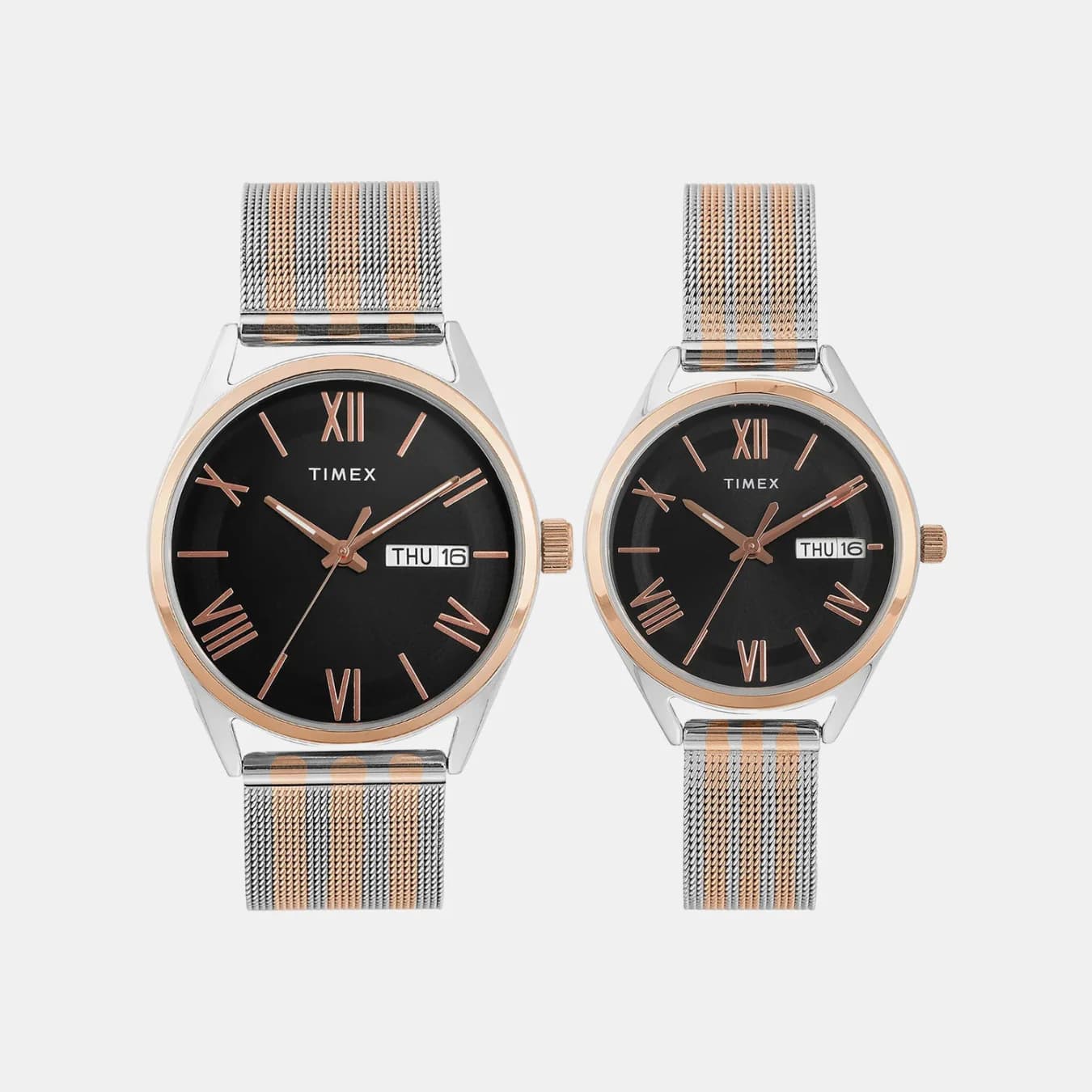Trendline Couple Quartz Black Dial Analog Mesh Watch TW00PR351
