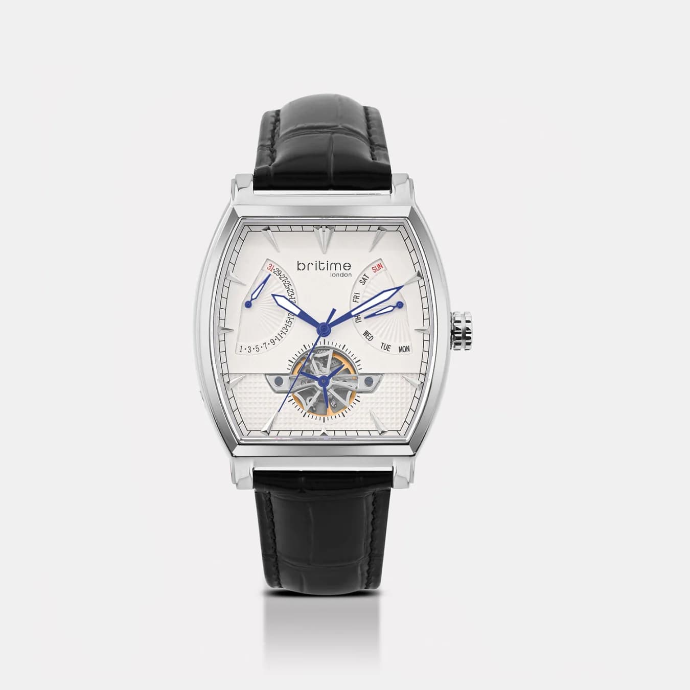 Emerion Men's Automatic Silver Dial Analog Leather Watch 465-L10306