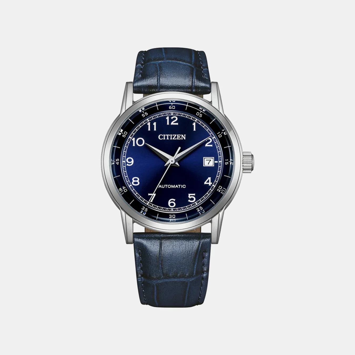 Men's Automatic Blue Dial Analog Leather Watch NJ0210-13L