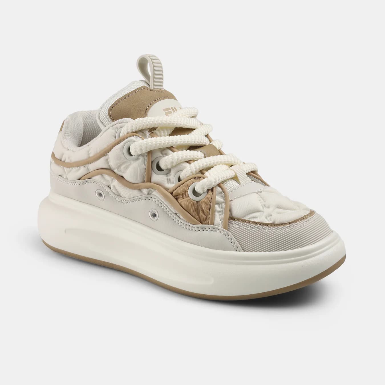 Women's Beige Sports Lace-Up Low-Top Sneakers