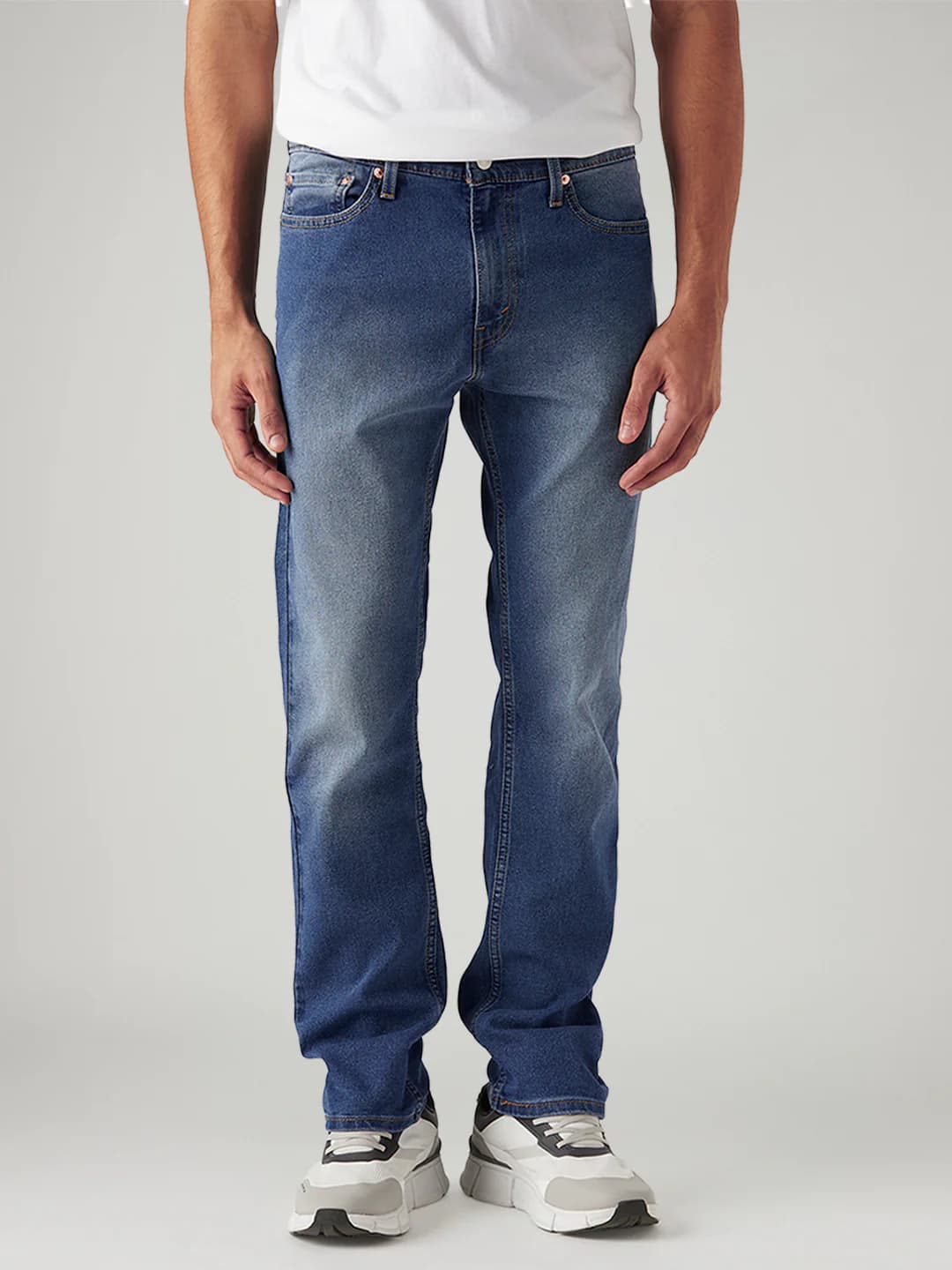 Men's 513 Blue Casual Solid Mid Rise Jeans