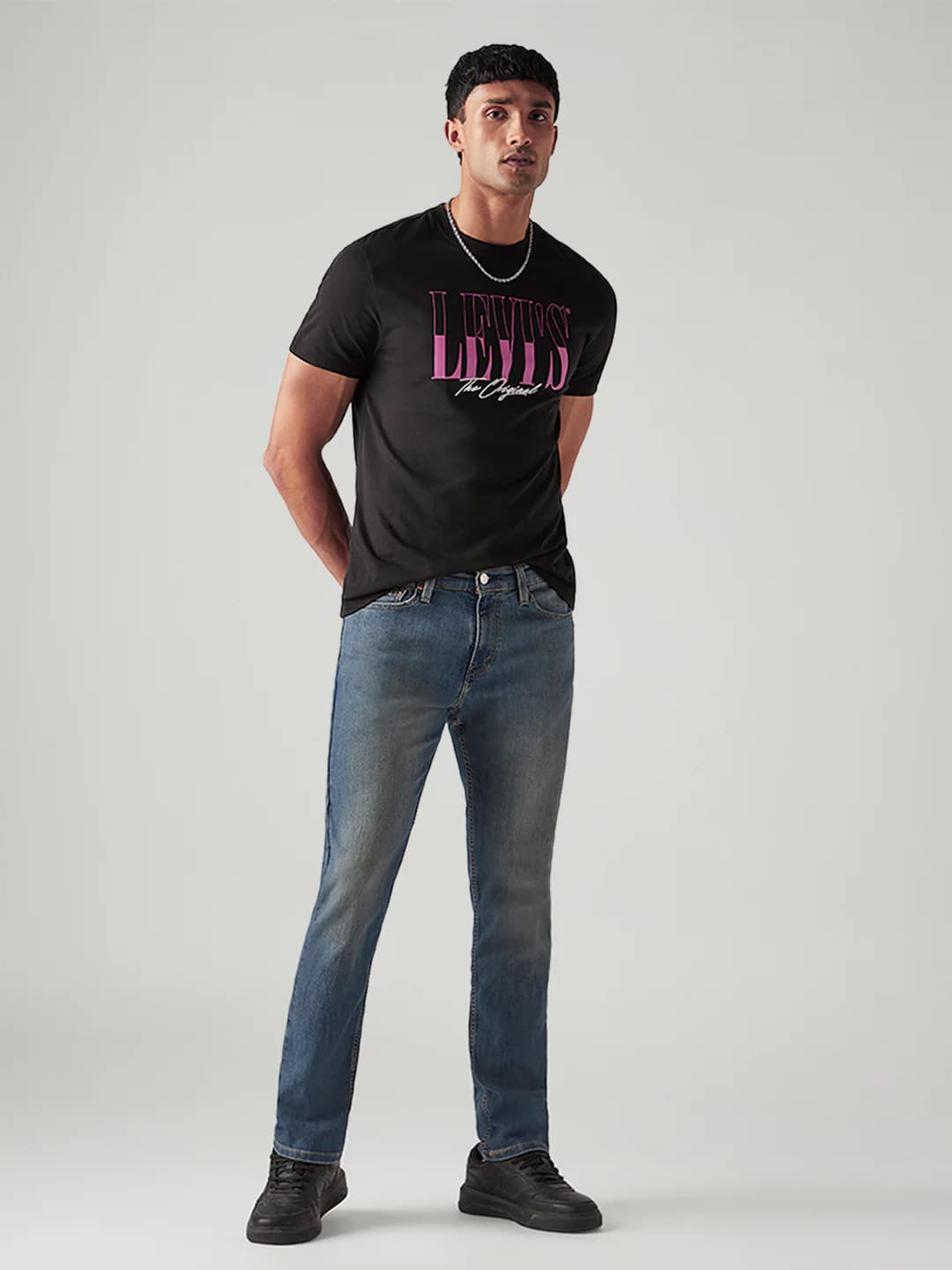 Men's 505 Blue Casual Solid Mid Rise Jeans