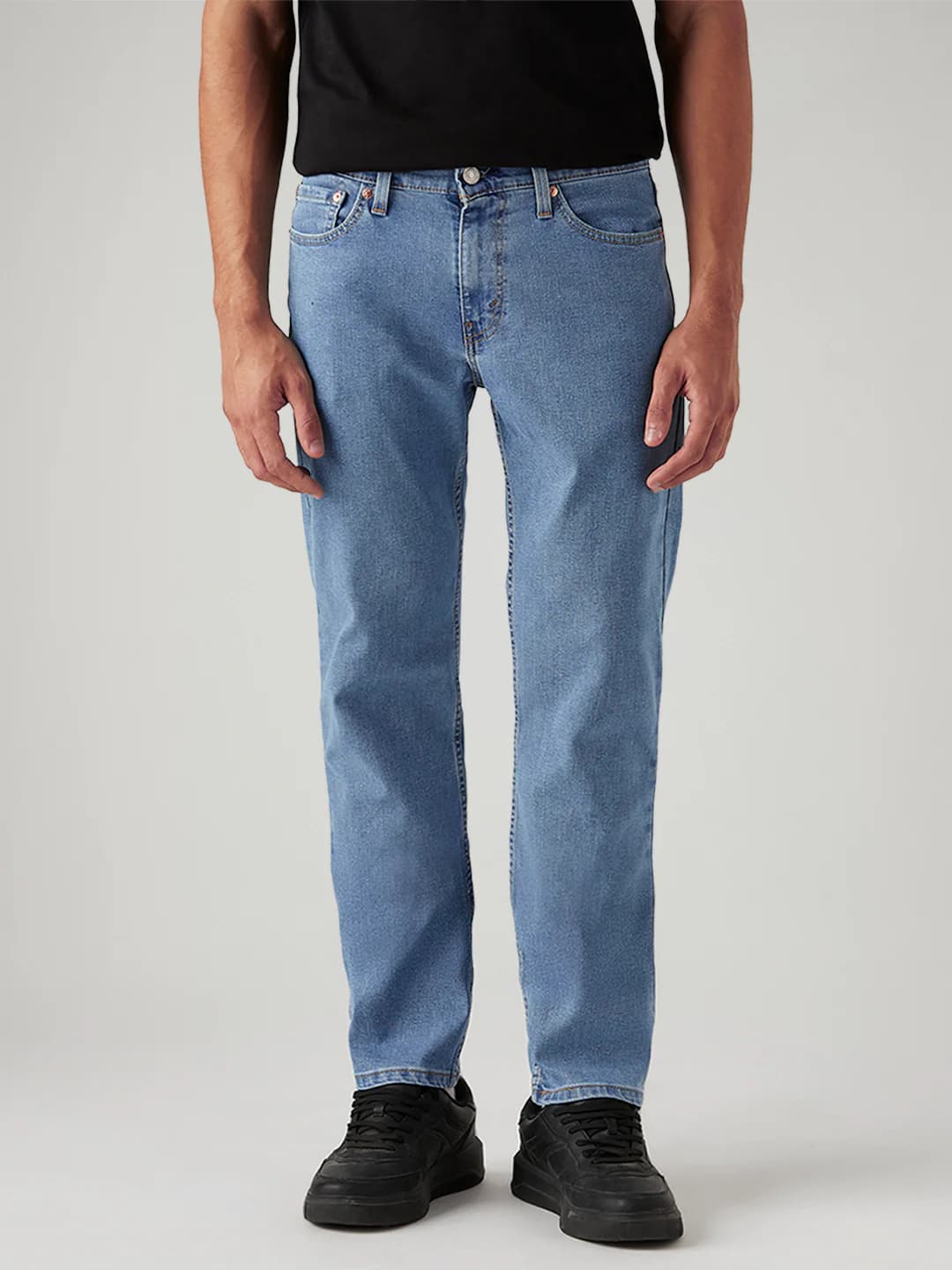 Men's 555 Blue Casual Solid Mid Rise Jeans