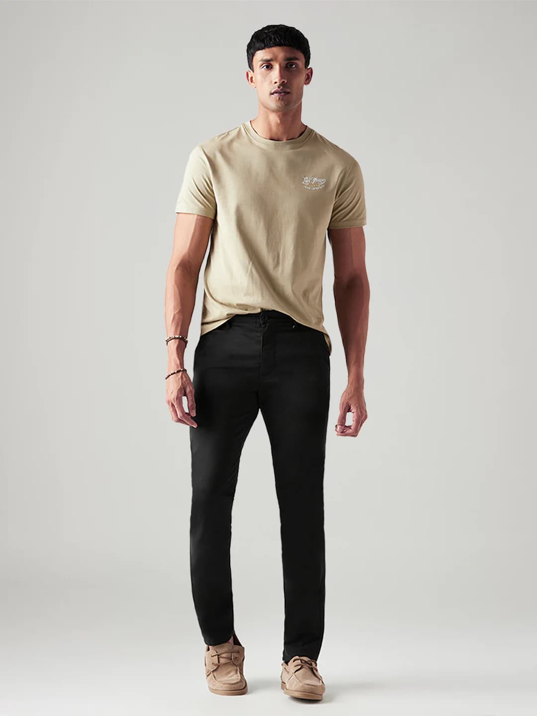 Men's 527 Black Casual Solid Mid Rise Chinos
