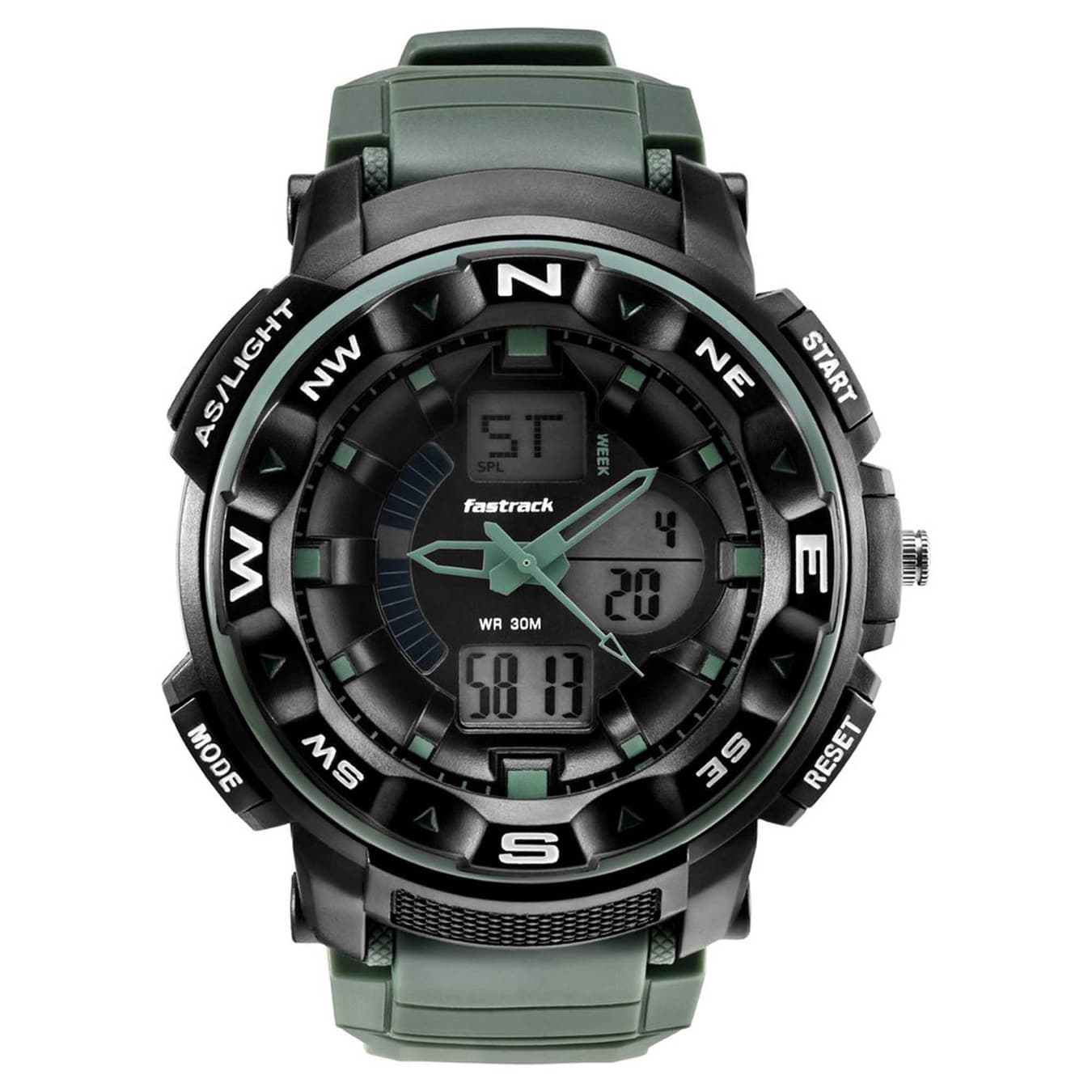Unisex Green Casual Analog-Digital Watch - NT38076PP02W