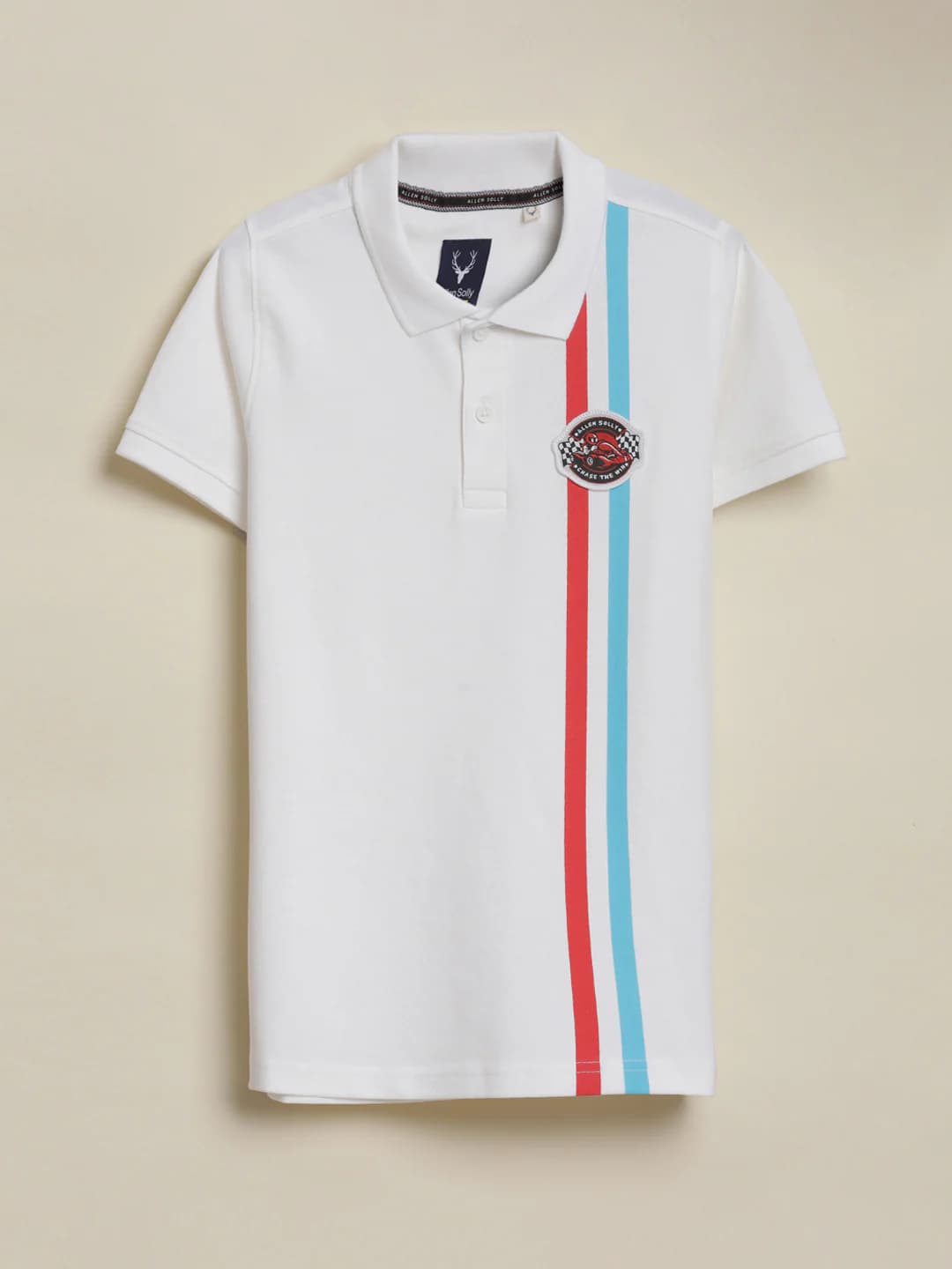 Boys White Casual Half Sleeves Regular Fit Polo Tshirt