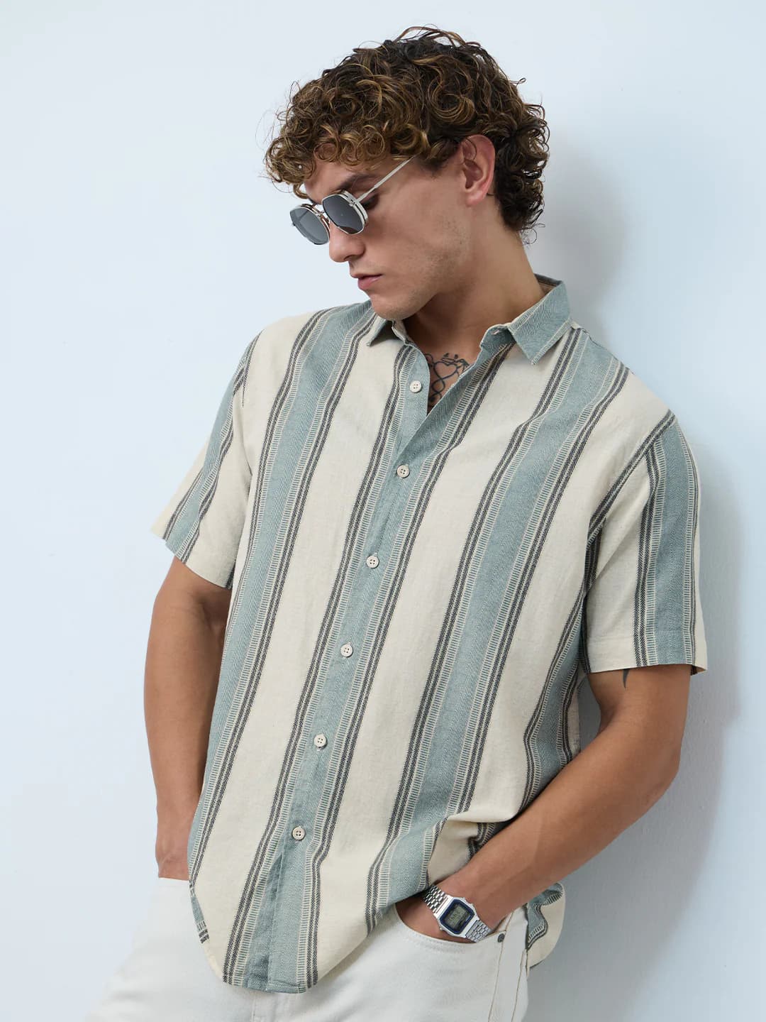 Men's Multicolor Casual Half Sleeves Cotton Shirt