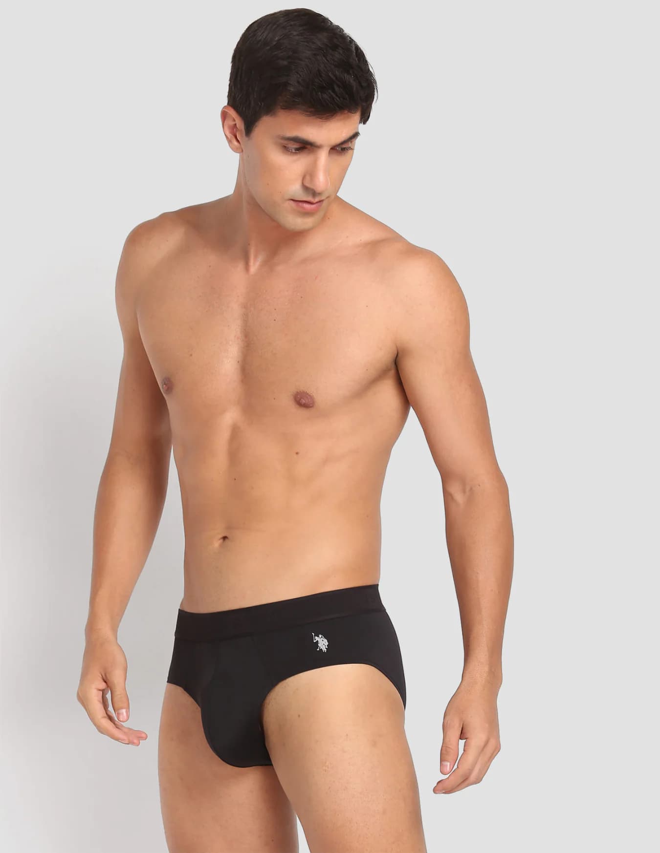 Men's Black Regular Fit Mid Rise Briefs