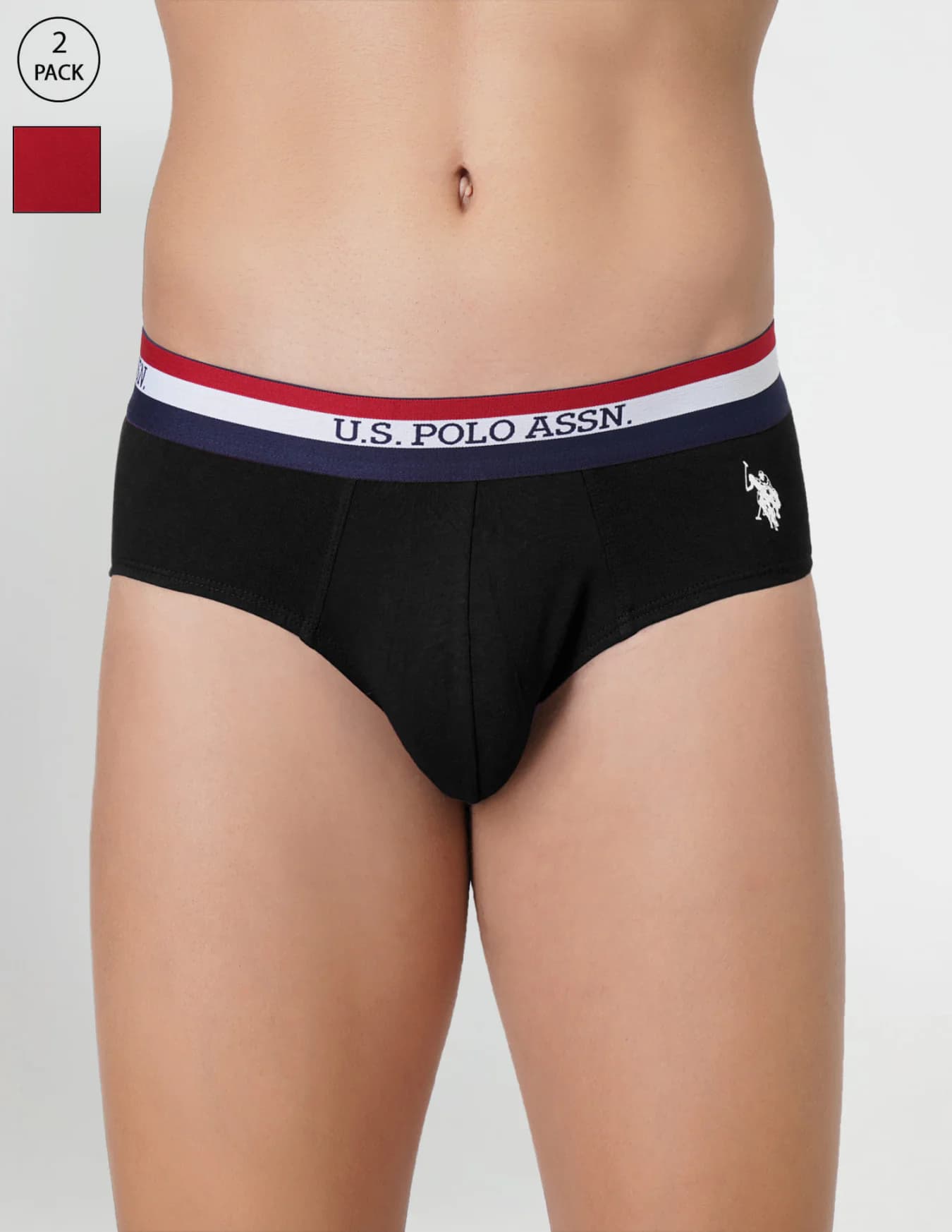 Men's Multicolor Regular Fit Mid Rise Briefs - Pack of 2