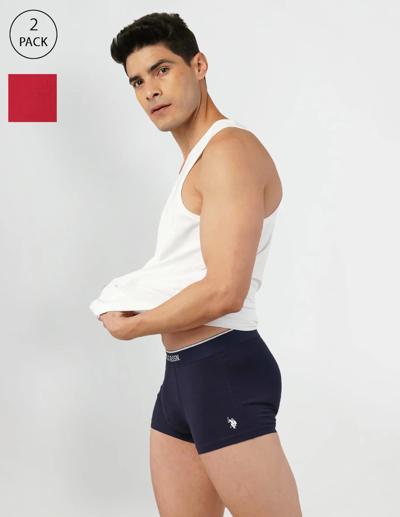 Men's Multicolor Regular Fit Mid Rise Trunks - Pack of 2
