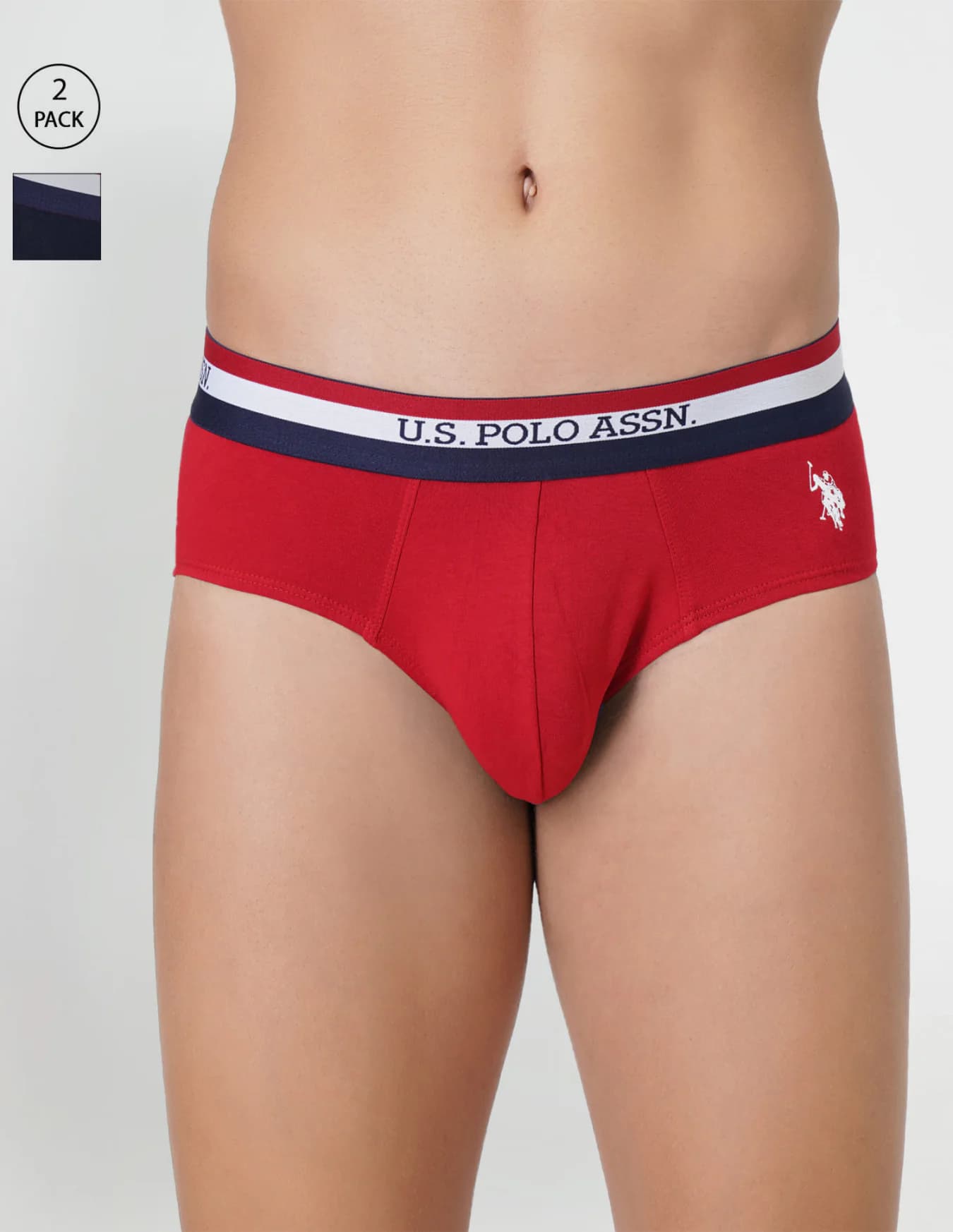 Men's Multicolor Regular Fit Mid Rise Briefs - Pack of 2